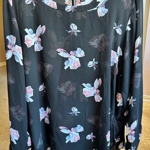 Banana Republic Black Blouse with Pink and White Accents